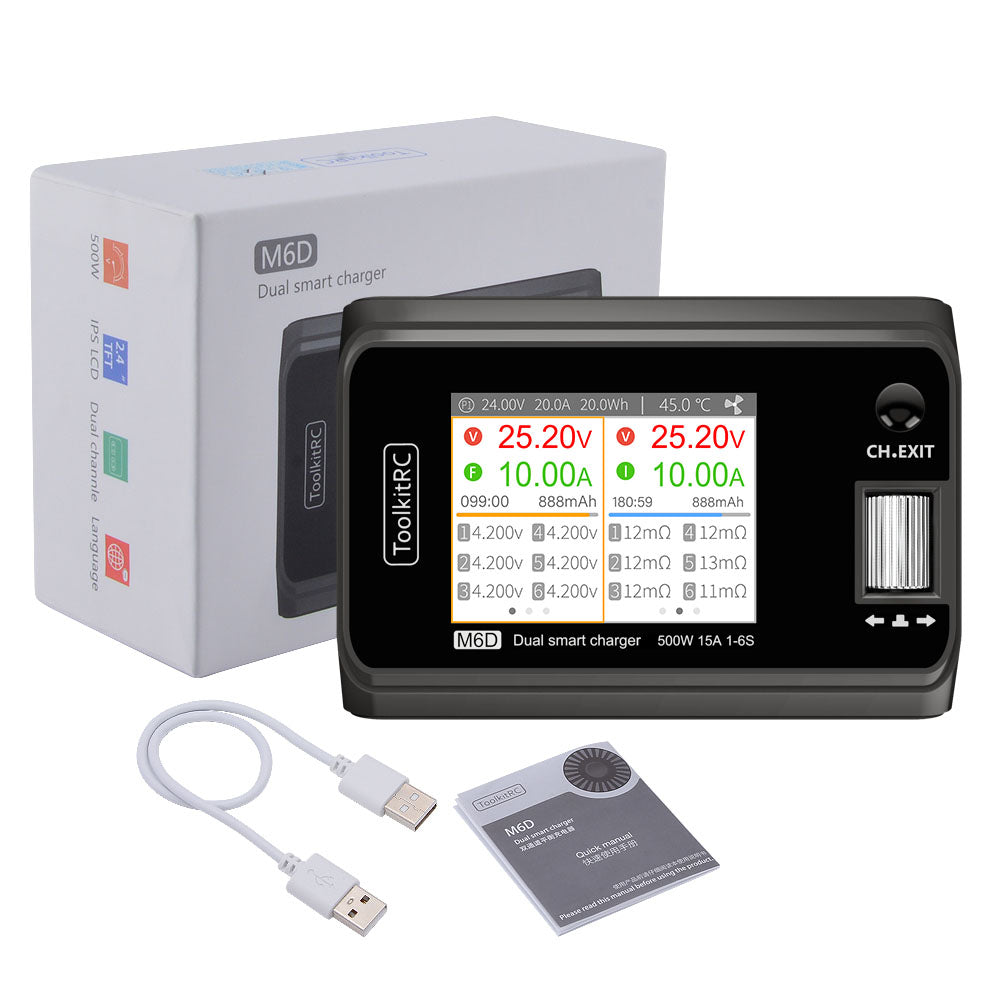 ToolkitRC M6D Dual Channel 500W 25A DC Battery Charger (DC INPUT)